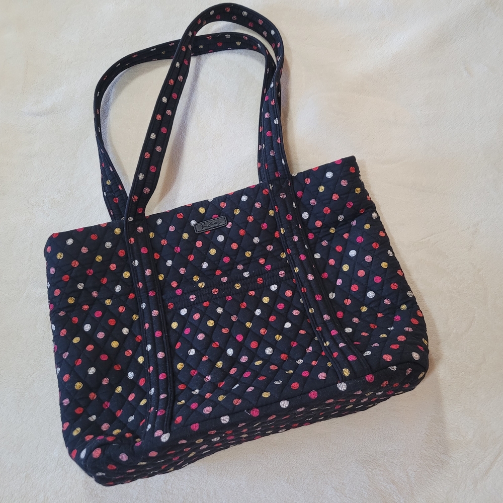 Vera Bradley Polka Dot Quilted Tote Bag Roses Lining